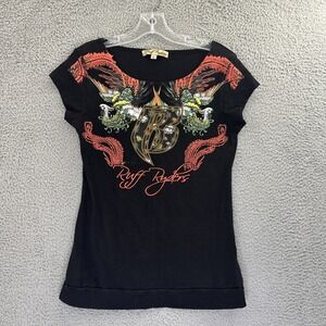 Y2K Ruff Ryders Short Sleeve Graphic Shirt Hip Hop 90s DMX Dragon Women's Large